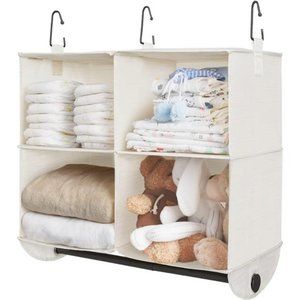 Hanging Closet Organizer with Garment Rod 4 Section Closet Hanging Shelves